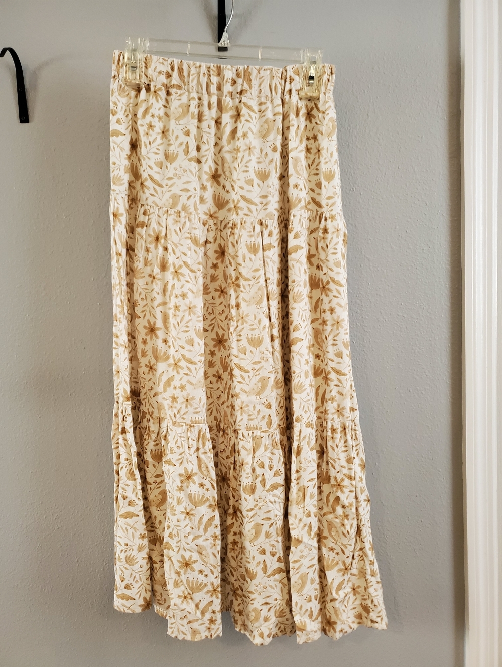 Rylee & Cru Midi Skirt Floral Bird Print S